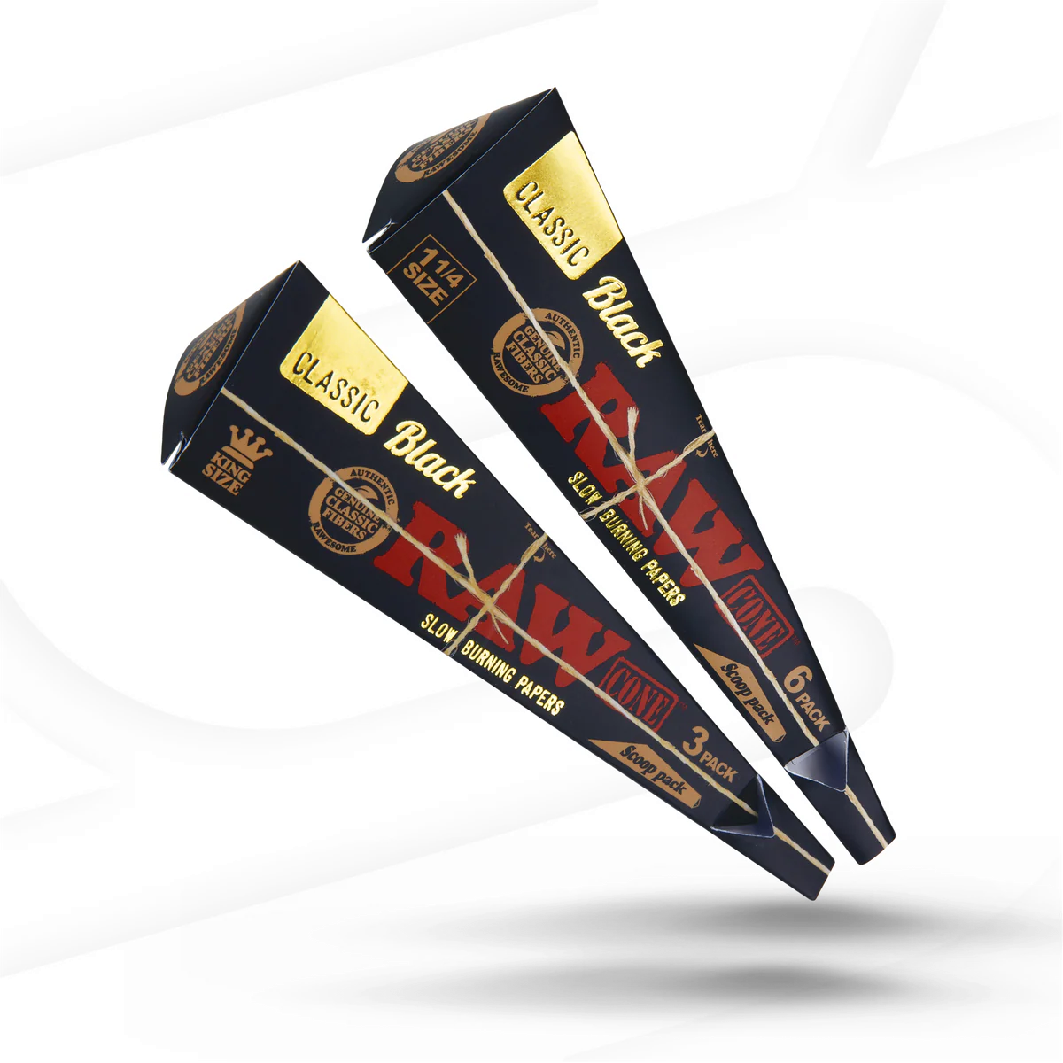 Classic Raw Black Scoop Cones 3/pk (King Size)